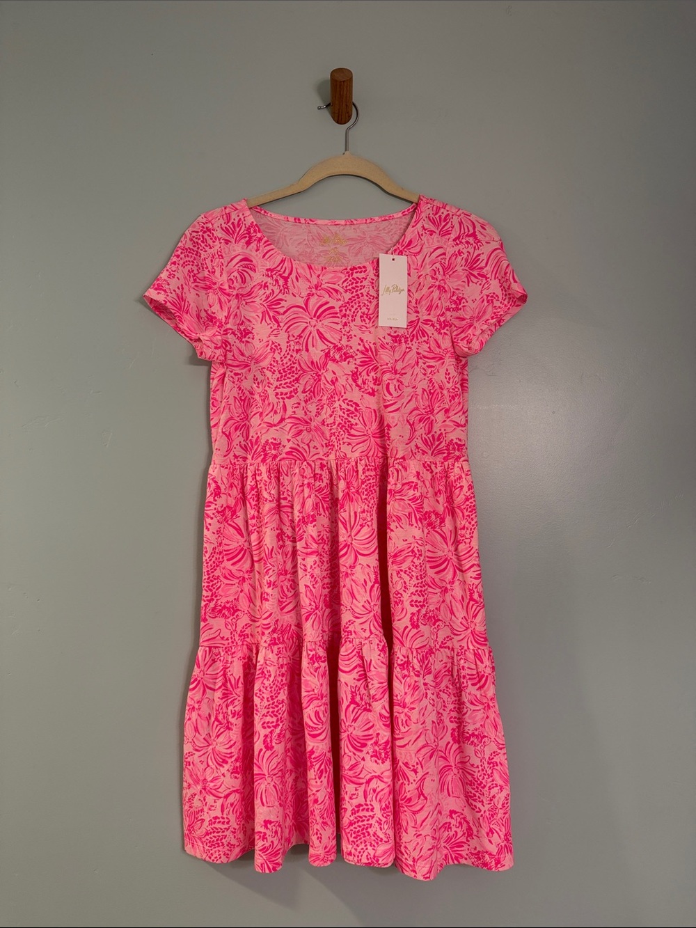 Lilly Pulitzer Pink Floral Print Tiered Dress